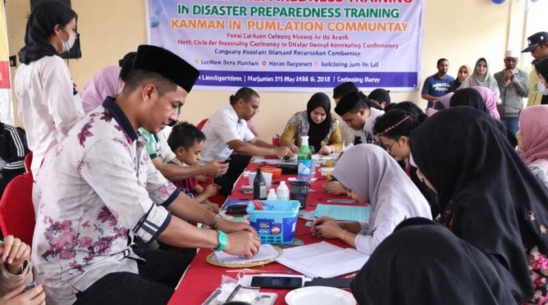 Kegiatan masyarakat Aceh dalam pelatihan kesiapsiagaan bencana.